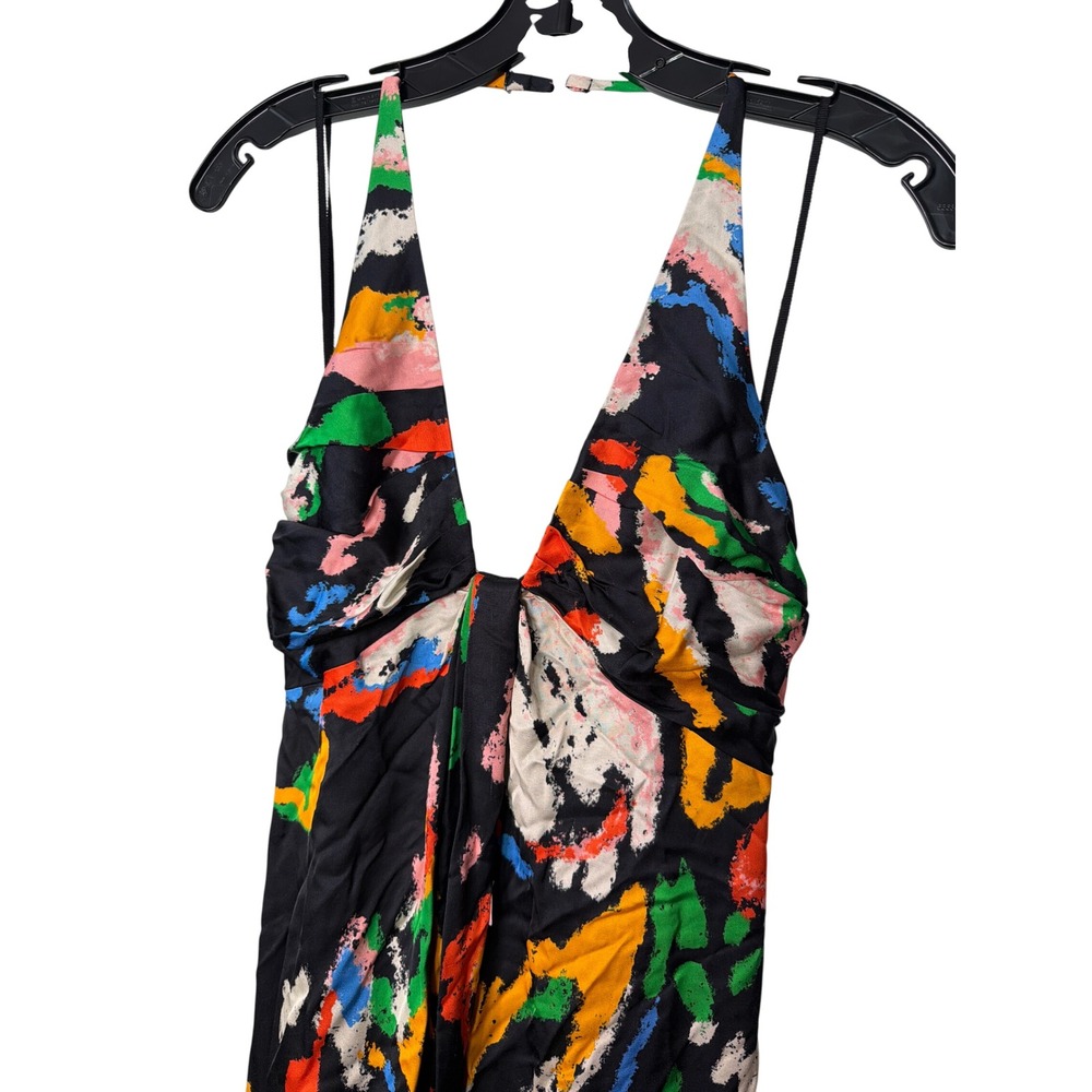 A.L.C. Halter Maxi Dress Multi Color Abstract Brushstroke Gown Size 6 - Picture 5 of 8